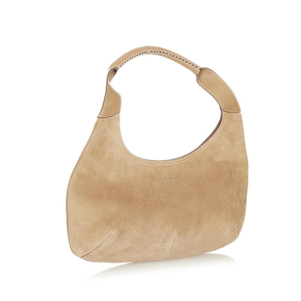 サルヴァトーレフェラガモ ショルダーバッグ AU-21-2773 ベージュ スウェード レザー レディース Salvatore Ferragamo 【中古】