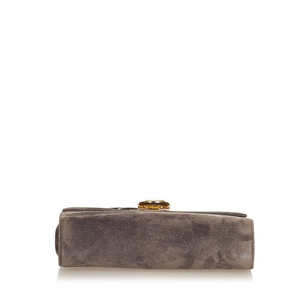 サルヴァトーレフェラガモ ガンチーニ E-21 1067 グレー スウェード ショルダーバッグ レディース Salvatore Ferragamo 【中古】