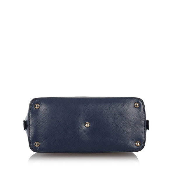 サルヴァトーレフェラガモ ダブルガンチーニ ハンドバッグ ショルダーバッグ ２Way EZ-21 E950 ネイビー キャンバス レザー レディース Salvatore Ferragamo 【中古】