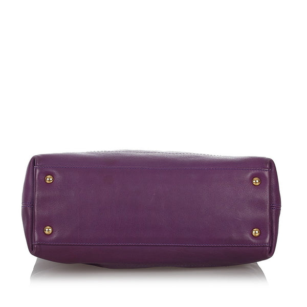 サルヴァトーレフェラガモ ガンチーニ ハンドバッグ ショルダーバッグ ２WAY DY-21 D313 パープル レザー レディース Salvatore Ferragamo 【中古】