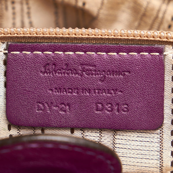 サルヴァトーレフェラガモ ガンチーニ ハンドバッグ ショルダーバッグ ２WAY DY-21 D313 パープル レザー レディース Salvatore Ferragamo 【中古】