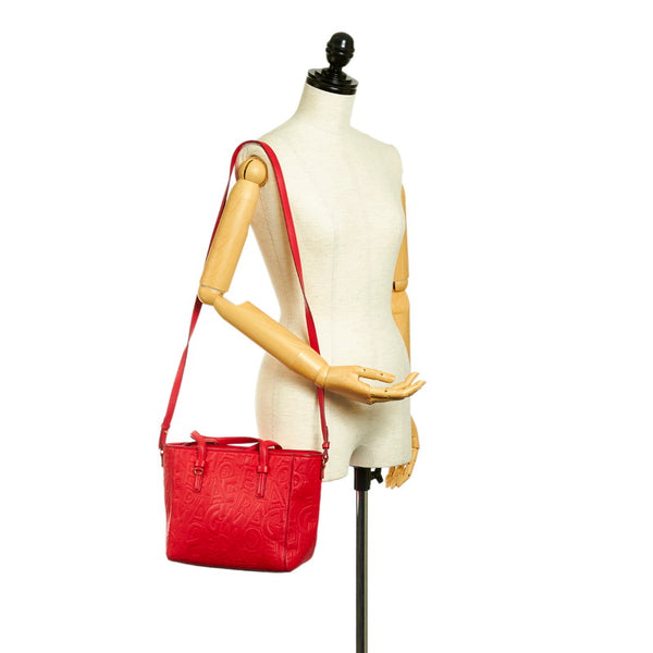 サルヴァトーレフェラガモ ボニー ハンドバッグ ショルダーバッグ 2WAY RE-21 F963 レッド レザー レディース Salvatore Ferragamo 【中古】