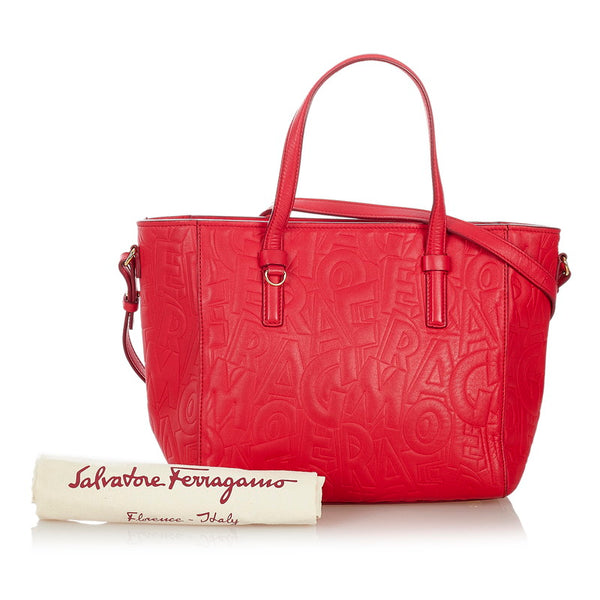 サルヴァトーレフェラガモ ボニー ハンドバッグ ショルダーバッグ 2WAY RE-21 F963 レッド レザー レディース Salvatore Ferragamo 【中古】