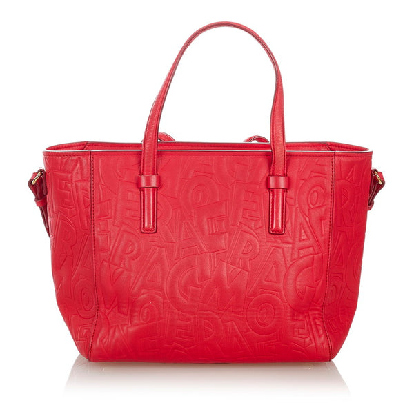 サルヴァトーレフェラガモ ボニー ハンドバッグ ショルダーバッグ 2WAY RE-21 F963 レッド レザー レディース Salvatore Ferragamo 【中古】