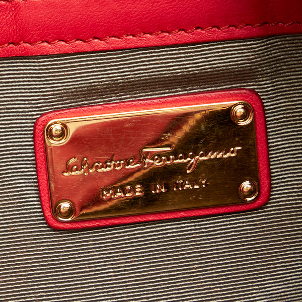 サルヴァトーレフェラガモ ボニー ハンドバッグ ショルダーバッグ 2WAY RE-21 F963 レッド レザー レディース Salvatore Ferragamo 【中古】