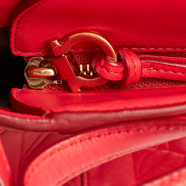 サルヴァトーレフェラガモ ボニー ハンドバッグ ショルダーバッグ 2WAY RE-21 F963 レッド レザー レディース Salvatore Ferragamo 【中古】