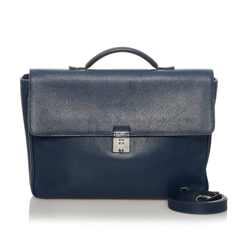 サルヴァトーレフェラガモ FB-24 9351 ネイビー レザー ハンドバッグ ショルダーバッグ 2WAY  メンズ Salvatore Ferragamo 【中古】