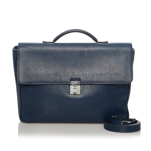 サルヴァトーレフェラガモ FB-24 9351 ネイビー レザー ハンドバッグ ショルダーバッグ 2WAY  メンズ Salvatore Ferragamo 【中古】