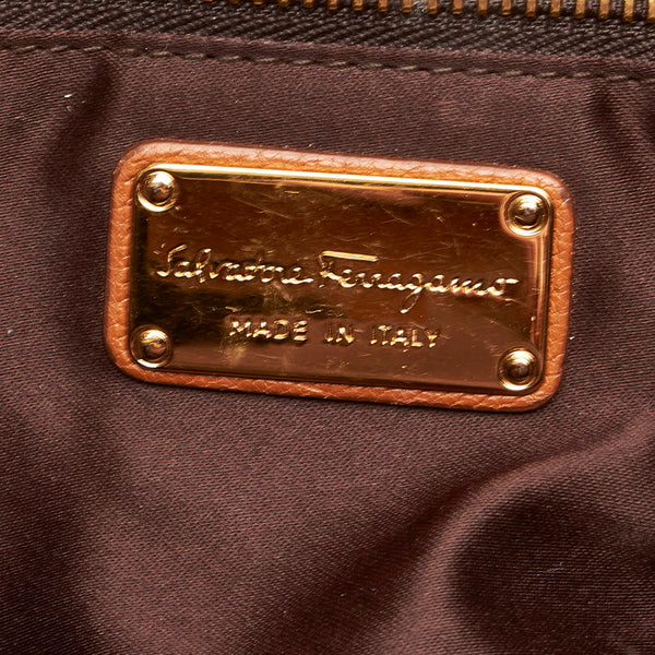 サルヴァトーレフェラガモ ダブルガンチーニ トートバッグ ショルダーバッグ２way AB-21 F651 ブラウン レザー レディース Salvatore Ferragamo 【中古】