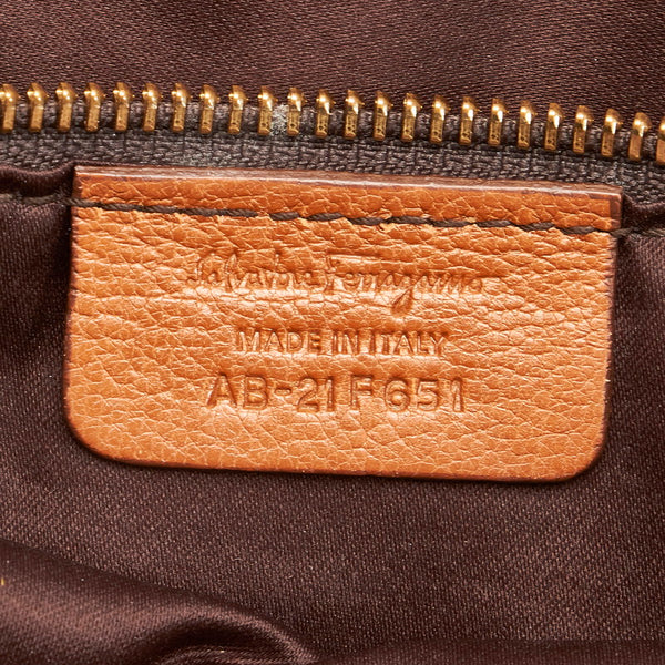 サルヴァトーレフェラガモ ダブルガンチーニ トートバッグ ショルダーバッグ２way AB-21 F651 ブラウン レザー レディース Salvatore Ferragamo 【中古】