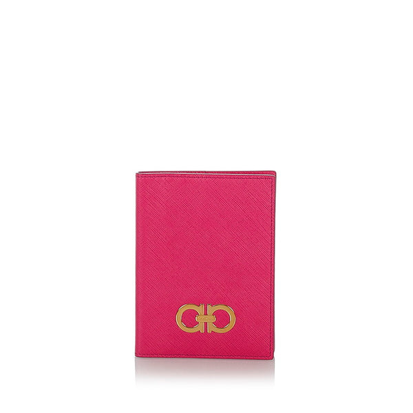 サルヴァトーレフェラガモ ダブルガンチーニ カードケース KY-22 B042 ピンク レザー レディース Salvatore Ferragamo 【中古】