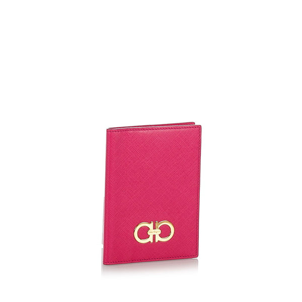 サルヴァトーレフェラガモ ダブルガンチーニ カードケース KY-22 B042 ピンク レザー レディース Salvatore Ferragamo 【中古】