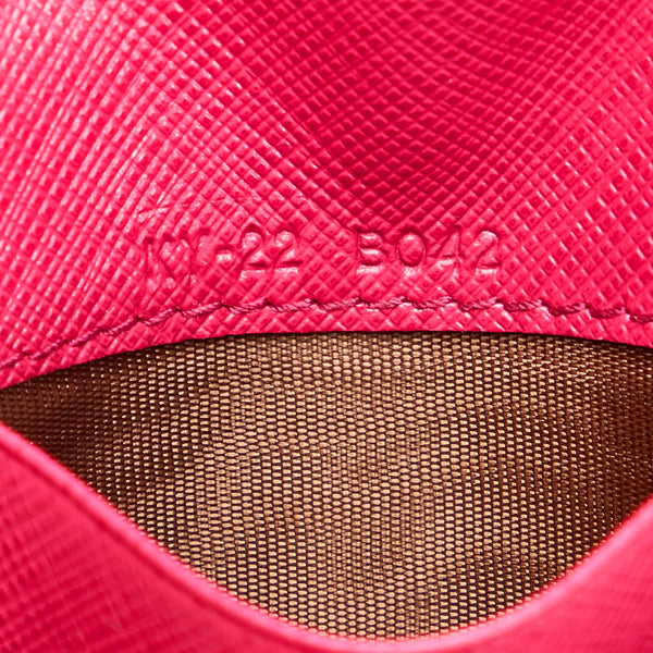 サルヴァトーレフェラガモ ダブルガンチーニ カードケース KY-22 B042 ピンク レザー レディース Salvatore Ferragamo 【中古】