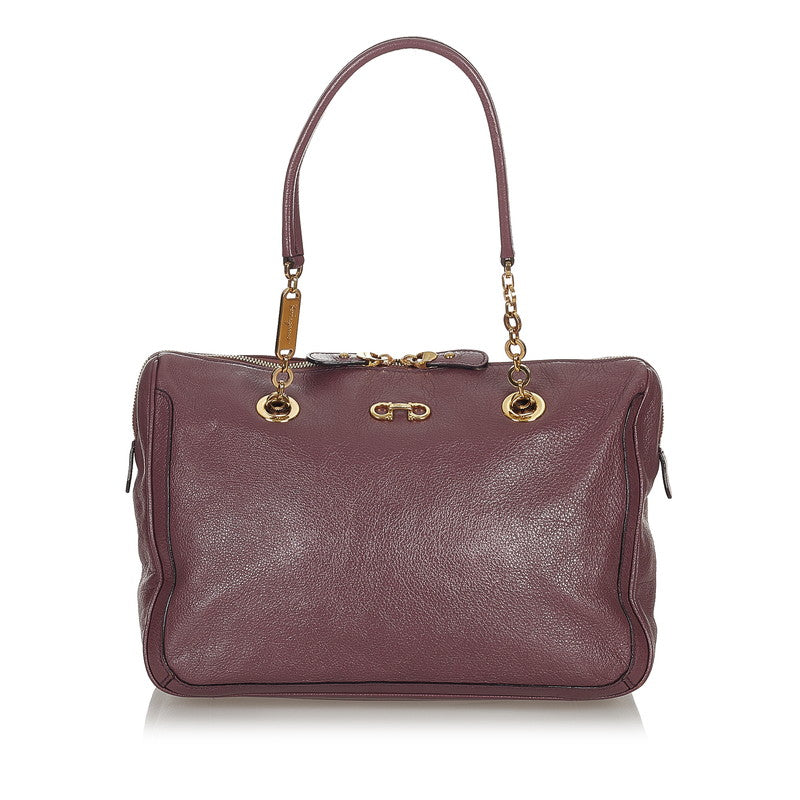 サルヴァトーレフェラガモ ガンチーニ トートバック ハンドバック パープル レザー レディース Salvatore Ferragamo 【中古】