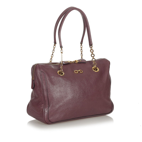 サルヴァトーレフェラガモ ガンチーニ トートバック ハンドバック パープル レザー レディース Salvatore Ferragamo 【中古】