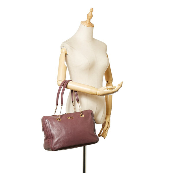 サルヴァトーレフェラガモ ガンチーニ トートバック ハンドバック パープル レザー レディース Salvatore Ferragamo 【中古】