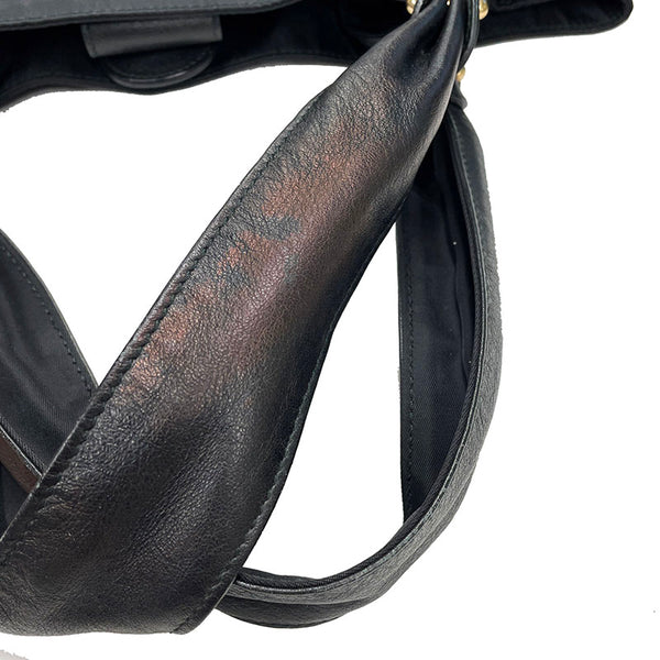 サルヴァトーレフェラガモ ヴァラリボン トートバッグ AU-21 C577 ブラック ナイロン レザー スパンコール レディース Salvatore Ferragamo 【中古】