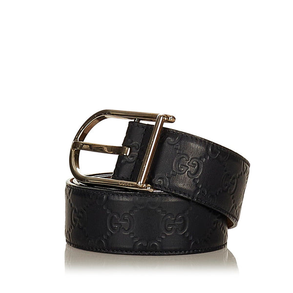 グッチ グッチシマ 245868 ブラック レザー ベルト メンズ GUCCI 【中古】