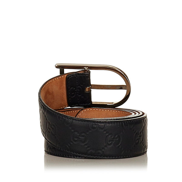 グッチ グッチシマ 245868 ブラック レザー ベルト メンズ GUCCI 【中古】