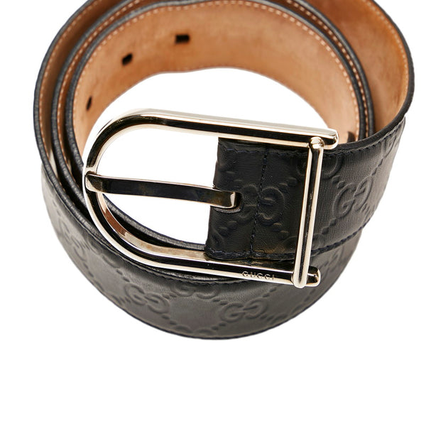 グッチ グッチシマ 245868 ブラック レザー ベルト メンズ GUCCI 【中古】