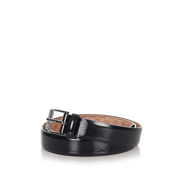 グッチ ベルト 189804 ブラック レザー メタル メンズ GUCCI 【中古】