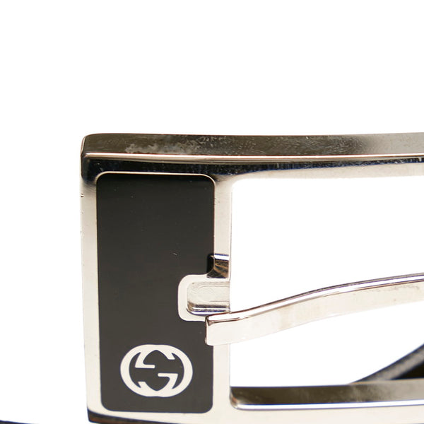 グッチ ベルト 189804 ブラック レザー メタル メンズ GUCCI 【中古】
