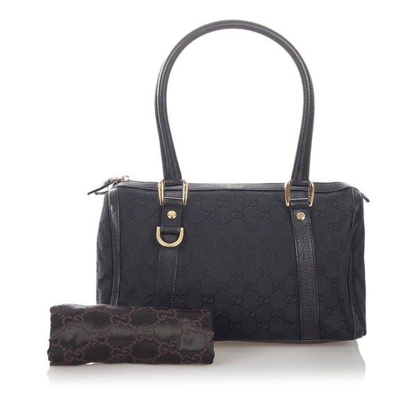 グッチ GGキャンバス 130942 ブラック キャンバス レザー ボストンバッグ レディース GUCCI 【中古】