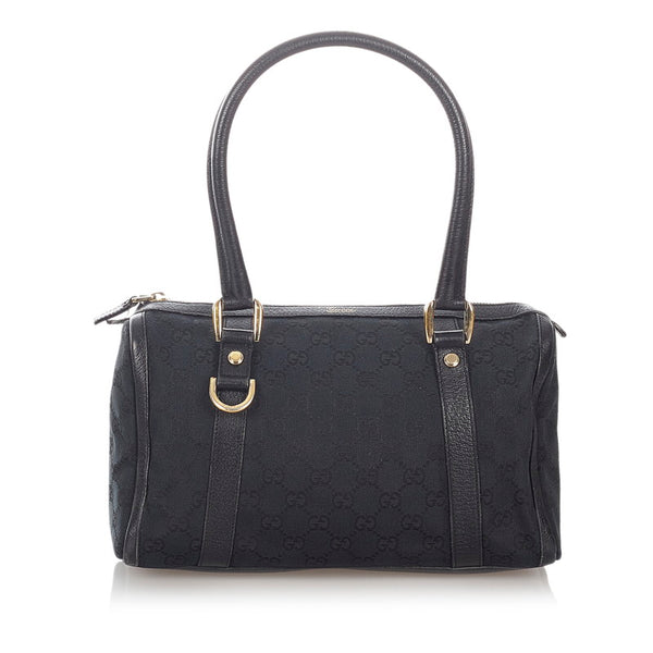 グッチ GGキャンバス 130942 ブラック キャンバス レザー ボストンバッグ レディース GUCCI 【中古】