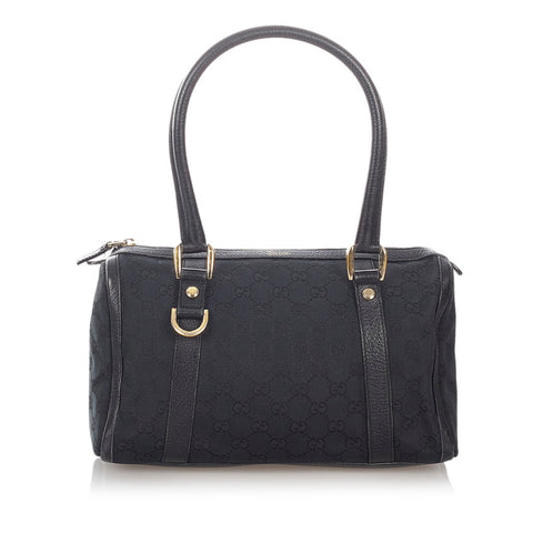 グッチ GGキャンバス 130942 ブラック キャンバス レザー ボストンバッグ レディース GUCCI 【中古】