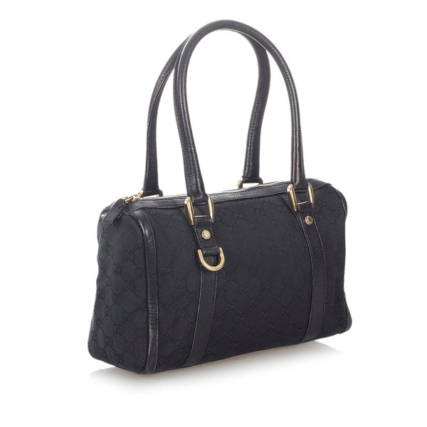 グッチ GGキャンバス 130942 ブラック キャンバス レザー ボストンバッグ レディース GUCCI 【中古】