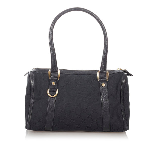 グッチ GGキャンバス 130942 ブラック キャンバス レザー ボストンバッグ レディース GUCCI 【中古】