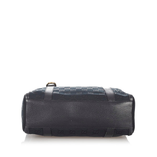 グッチ GGキャンバス 130942 ブラック キャンバス レザー ボストンバッグ レディース GUCCI 【中古】