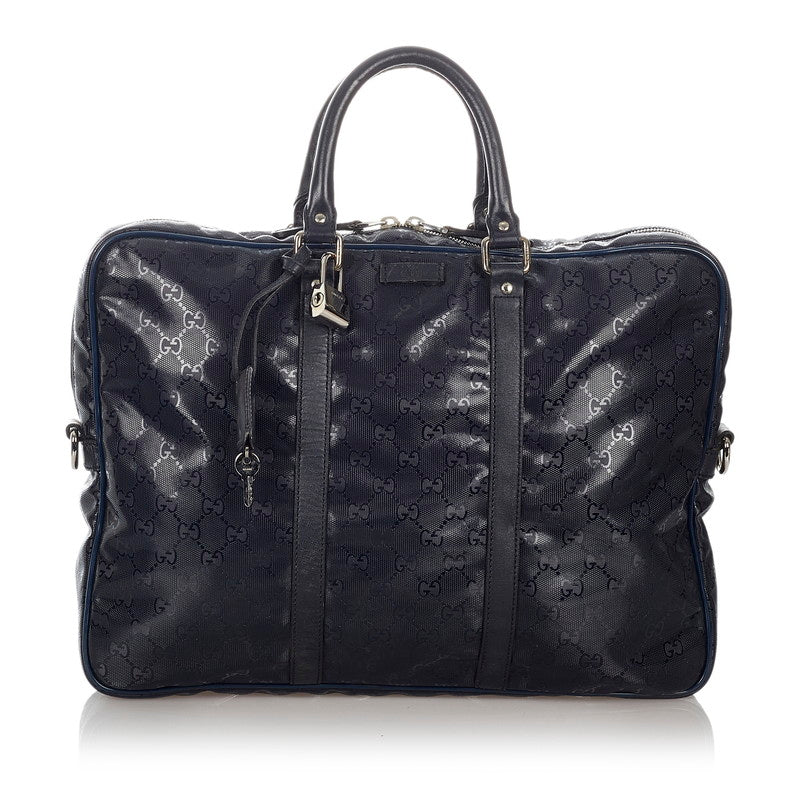 グッチ GGインプリメ 201480 ネイビー PVC レザー ビジネスバッグ メンズ GUCCI 【中古】