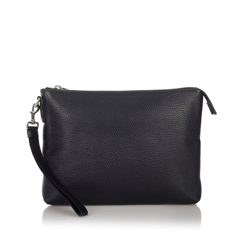 グッチ 387075 ブラック レザー クラッチバッグ メンズ GUCCI 【中古】