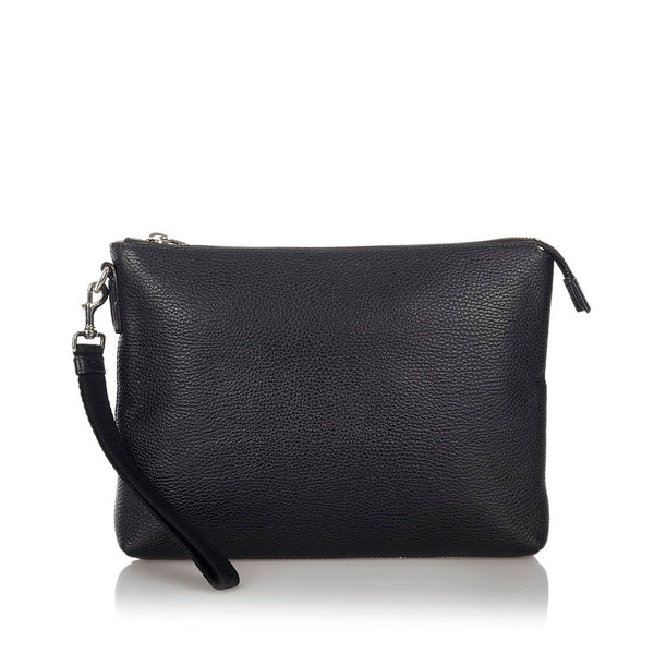 グッチ 387075 ブラック レザー クラッチバッグ メンズ GUCCI 【中古】