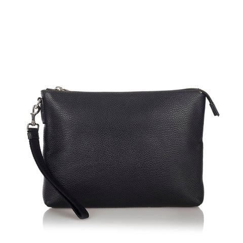 グッチ 387075 ブラック レザー クラッチバッグ メンズ GUCCI 【中古】