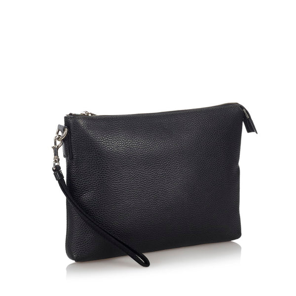 グッチ 387075 ブラック レザー クラッチバッグ メンズ GUCCI 【中古】