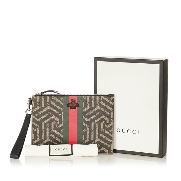 グッチ シェリーライン クラッチバッグ 495524 マルチカラー PVC レディース GUCCI 【中古】