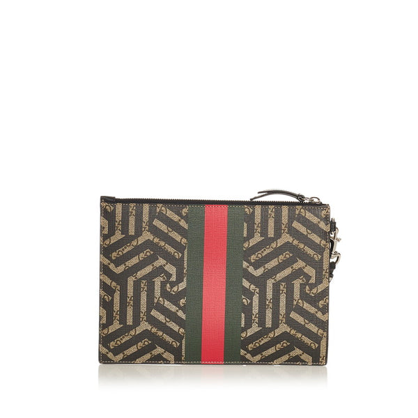 グッチ シェリーライン クラッチバッグ 495524 マルチカラー PVC レディース GUCCI 【中古】