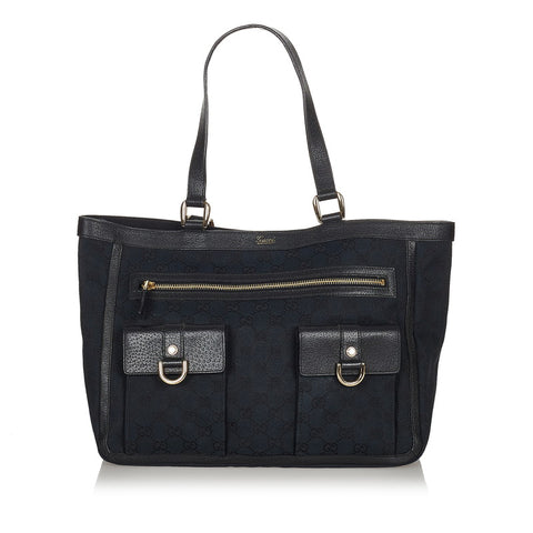 グッチ GGキャンバス アビー 146247 ブラック キャンバス レザー ハンドバッグ レディース GUCCI 【中古】