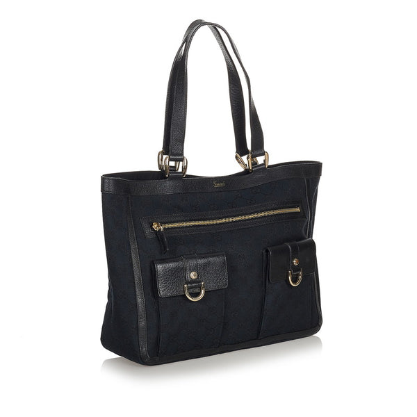 グッチ GGキャンバス アビー 146247 ブラック キャンバス レザー ハンドバッグ レディース GUCCI 【中古】