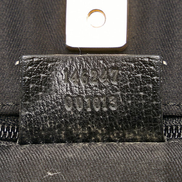 グッチ GGキャンバス アビー 146247 ブラック キャンバス レザー ハンドバッグ レディース GUCCI 【中古】