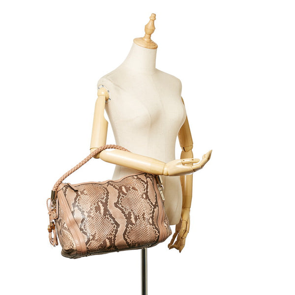 グッチ 269949 ベージュ パイソン ハンドバッグ レディース GUCCI 【中古】