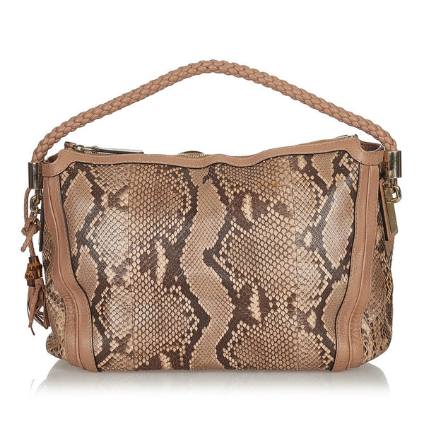 グッチ 269949 ベージュ パイソン ハンドバッグ レディース GUCCI 【中古】