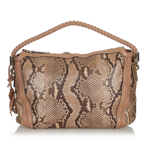 グッチ 269949 ベージュ パイソン ハンドバッグ レディース GUCCI 【中古】