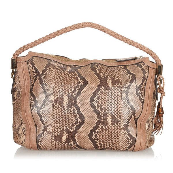 グッチ 269949 ベージュ パイソン ハンドバッグ レディース GUCCI 【中古】