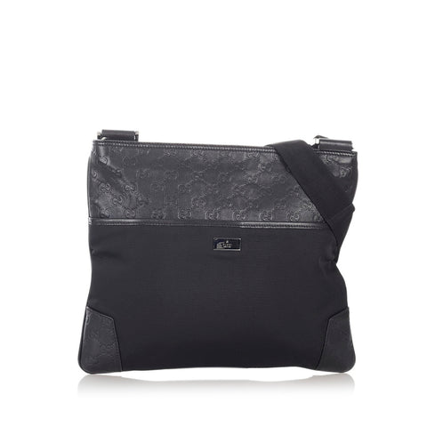 グッチ グッチシマ  161822 ブラック キャンバス レザー ショルダーバッグ レディース GUCCI 【中古】