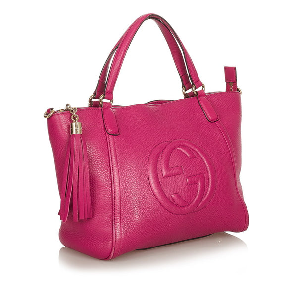 グッチ ソーホー タッセル 369176 ピンク レザー ハンドバッグ ショルダーバッグ 2WAY レディース GUCCI 【中古】