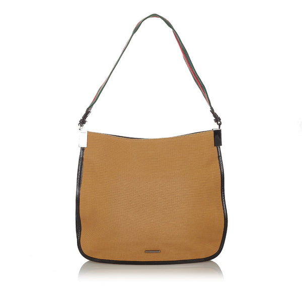 グッチ シェリーライン 001 4321 2684 ベージュ キャンバス レザー ワンショルダー レディース GUCCI 【中古】