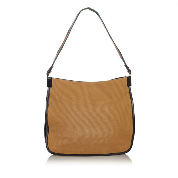 グッチ シェリーライン 001 4321 2684 ベージュ キャンバス レザー ワンショルダー レディース GUCCI 【中古】